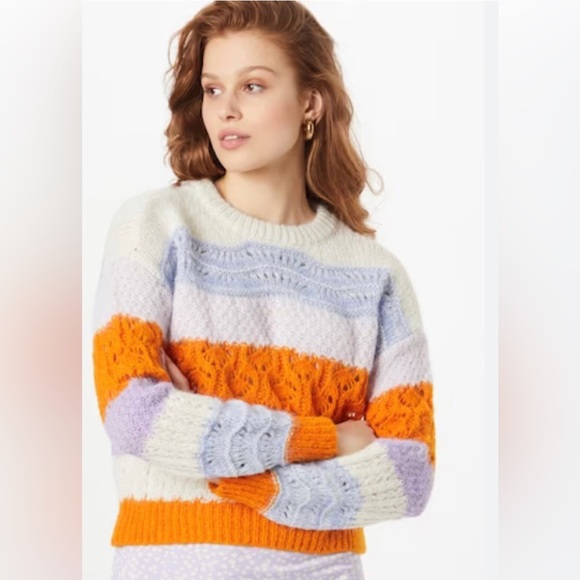 Vero Moda crochet knit colorblock new boho sweater size medium brand new - Picture 4 of 17